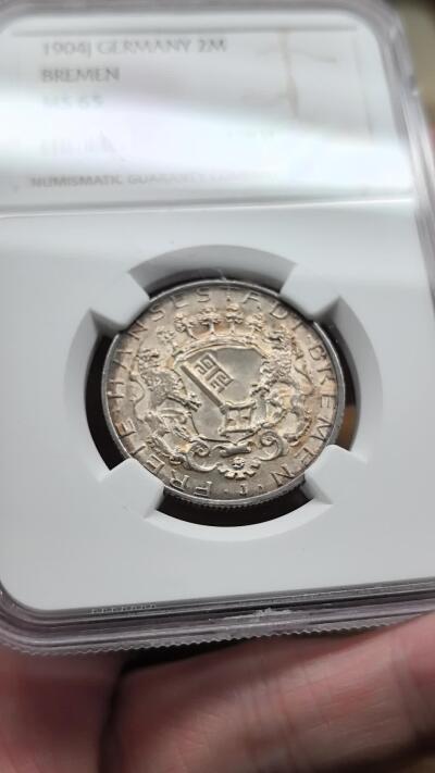 凡希社世界钱币微拍第三百零七期 1904J德国不莱梅2马克NGC-MS65高分收藏级（视频参考）