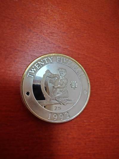 长老汇蛇年精选第二十场拍卖  1992爱尔兰竖琴25埃居精制加厚银币，原盒，46克925银，4000枚，珍稀币