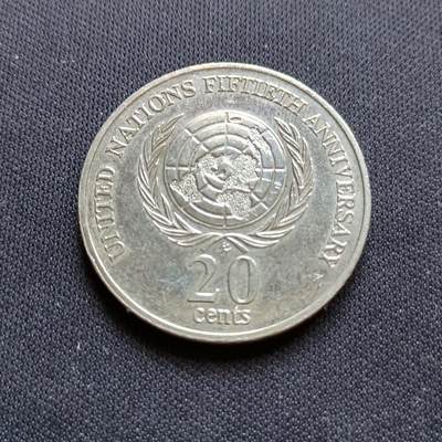 【游宝拍卖】乙巳蛇年54期 周二集拍 - 澳大利亚20分 联合国成立50周年纪念币