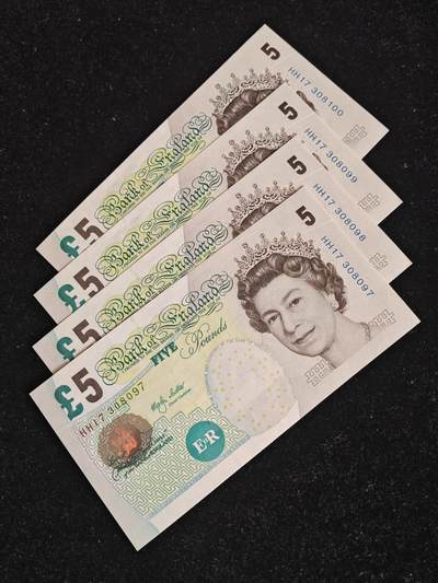 英国 E序再版 稀有首签 5英镑 纸币 2002年 全程无4 全新UNC 单价 - 英国 E序再版 稀有首签 5英镑 纸币 2002年 全程无4 全新UNC 单价