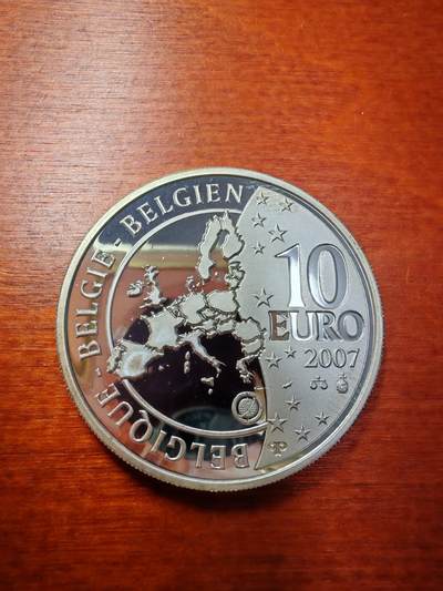 长老汇蛇年精选第二十场拍卖 2007比利时国际极地年10欧元精制银币，地图改版首年
