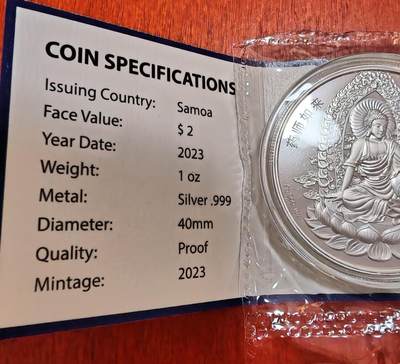 长老汇蛇年精选第二十场拍卖 2023萨摩亚兔年2元精制银币，2023枚，盒证全
