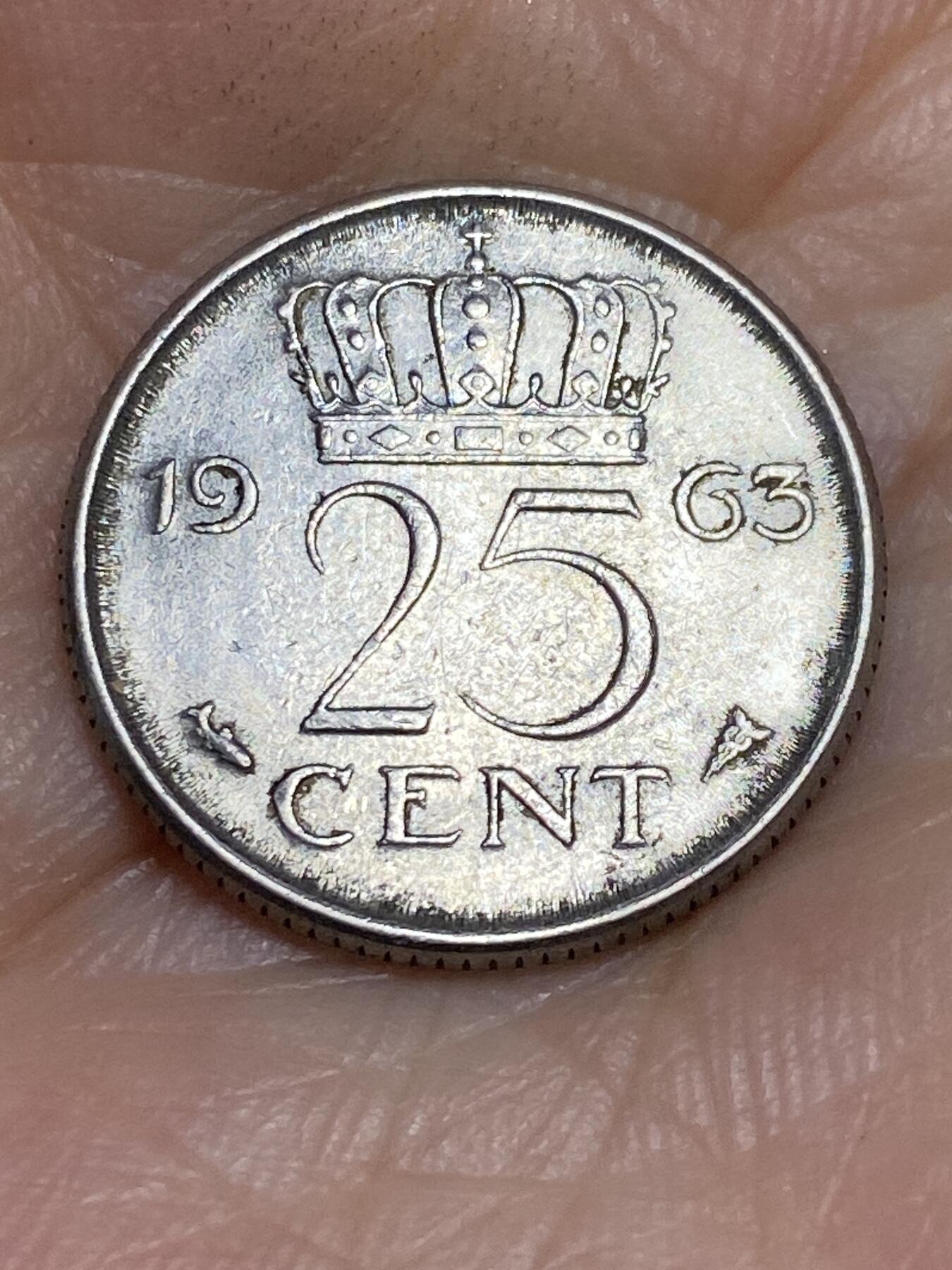 2025年第六十四场(总第九十场）外国好品散币(免佣金) 荷兰🇳🇱1963年25分(朱丽安娜女王时期，早期鱼标)