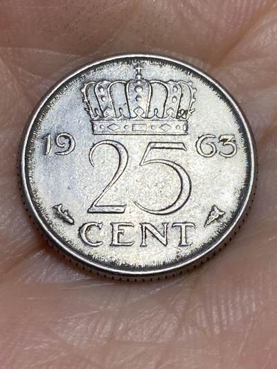 2025年第六十四场(总第九十场）外国好品散币(免佣金) - 荷兰🇳🇱1963年25分(朱丽安娜女王时期，早期鱼标)