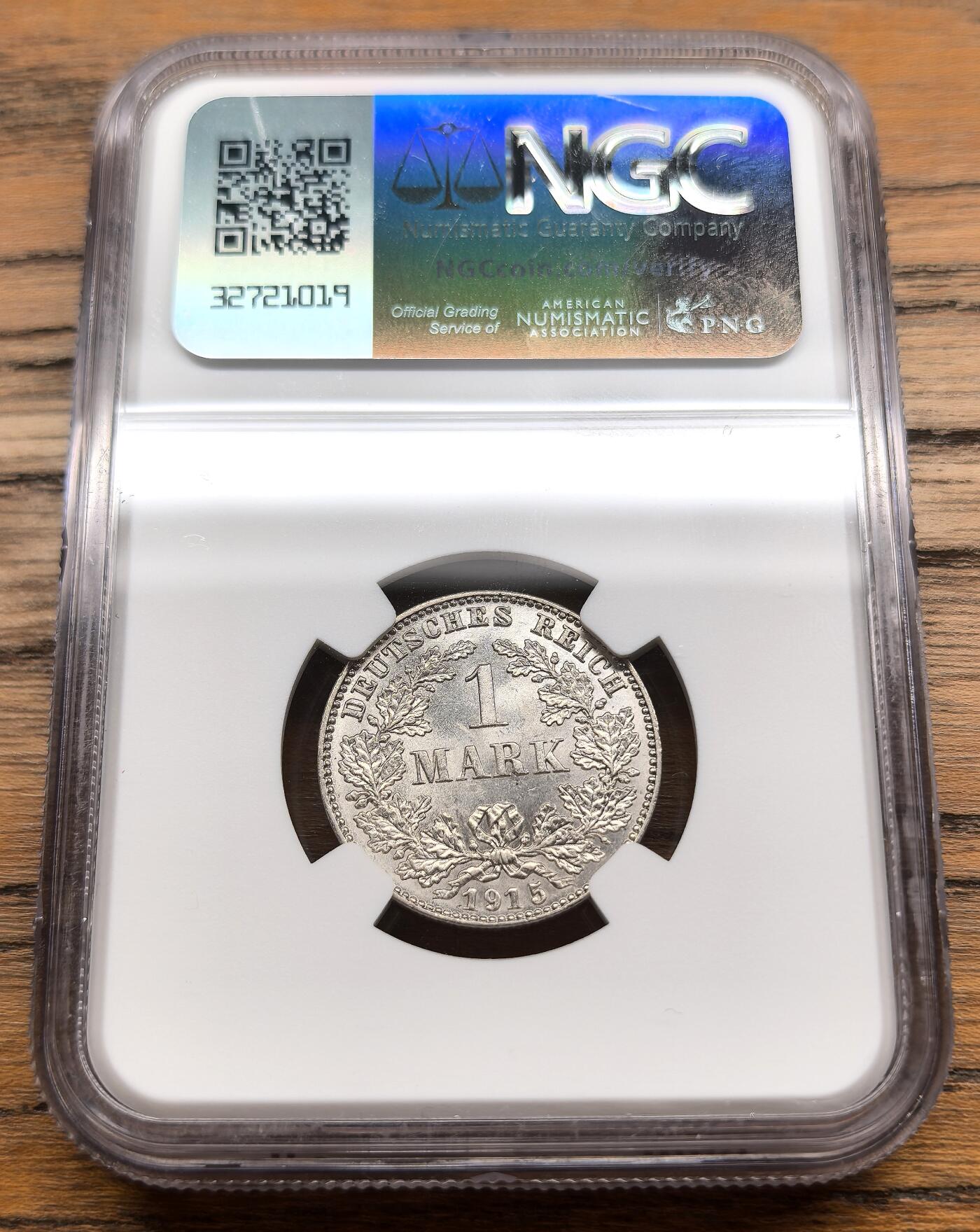 凡希社世界钱币微拍第三百零七期 1915E德国银马克NGC-MS65