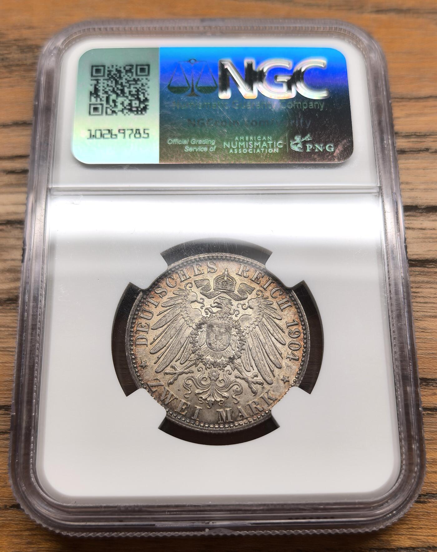 凡希社世界钱币微拍第三百零七期 1904J德国不莱梅2马克NGC-MS65高分收藏级（视频参考）