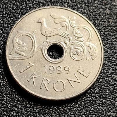 泉币菌-第51场-各国散币场 - 挪威1克朗 直径21mm圆孔异性币