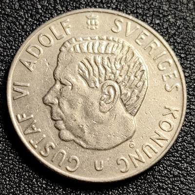 泉币菌-第51场-各国散币场 - 瑞典1973年1克朗 古斯塔夫六世国王 皇冠 25mm