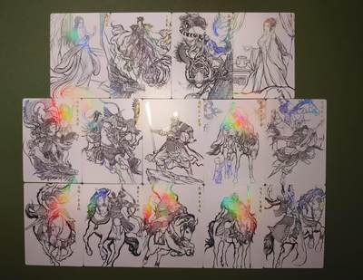 夜之极第二十四期 （7月12日周六晚10点截拍，欢迎竞拍） - 齐卡文化&卡德曼 张建东水浒盲盒 卡特14张 线稿/彩闪