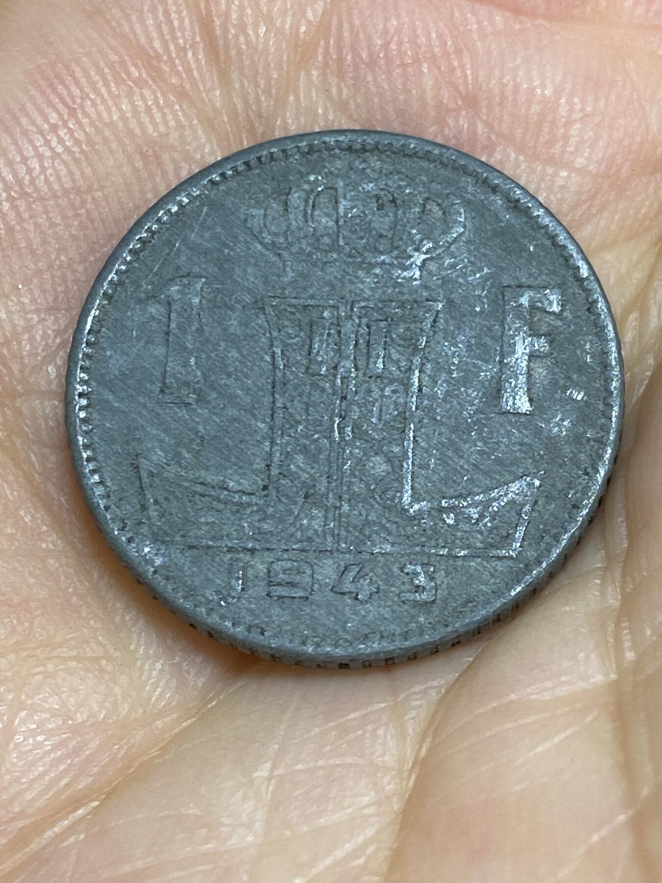 2025年第六十五场(总第九十一场）外国好品散币(免佣金) 比利时🇧🇪1943年1法郎(利奥波德三世，左法语右荷语版，二战德国占领时期)