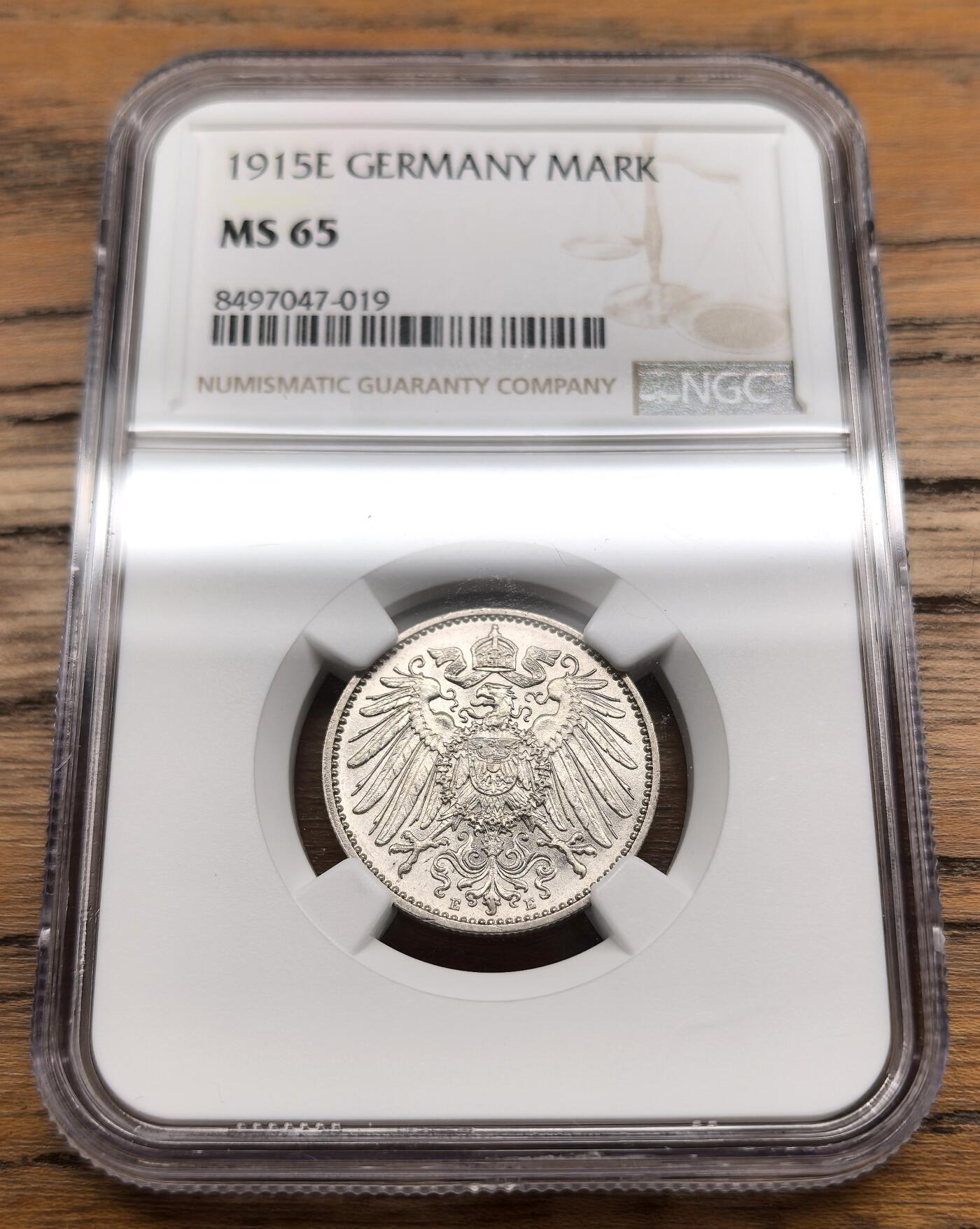 凡希社世界钱币微拍第三百零七期 1915E德国银马克NGC-MS65