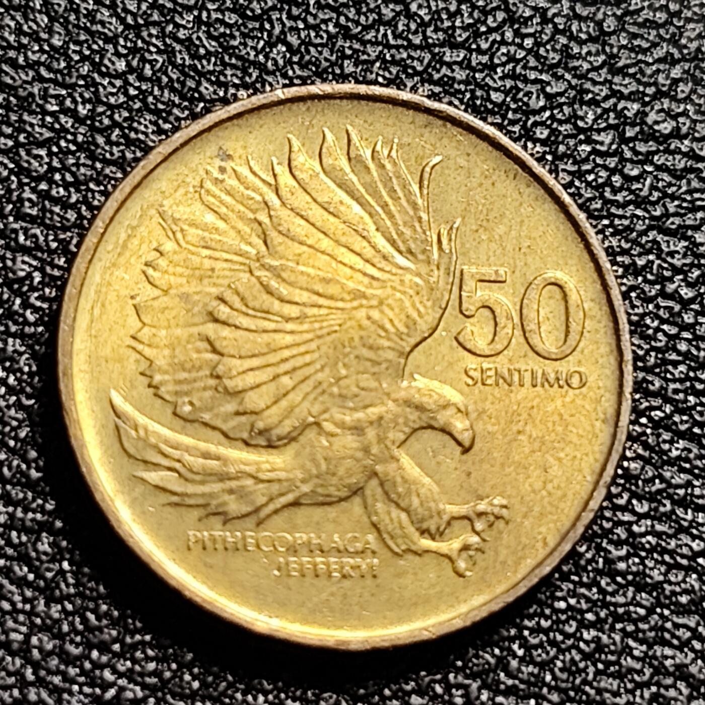 泉币菌-第50场-周末捡漏场 极美 菲律宾50分铜币 1991年 18mm 食猴鹰