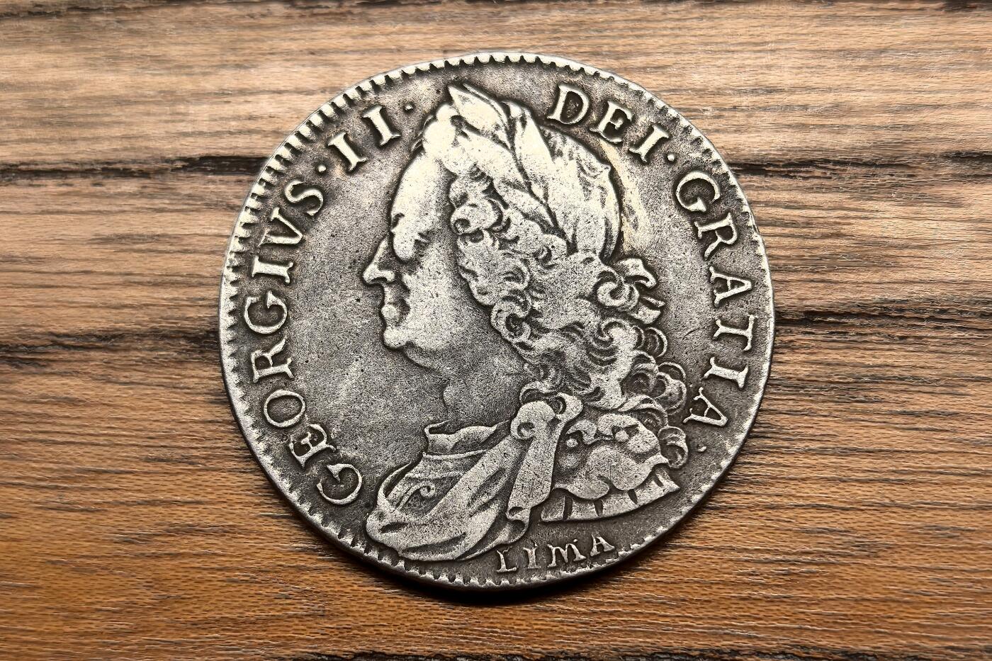 凡希社世界钱币微拍第三百零七期 1746英国乔治二世LIMA半克朗银币