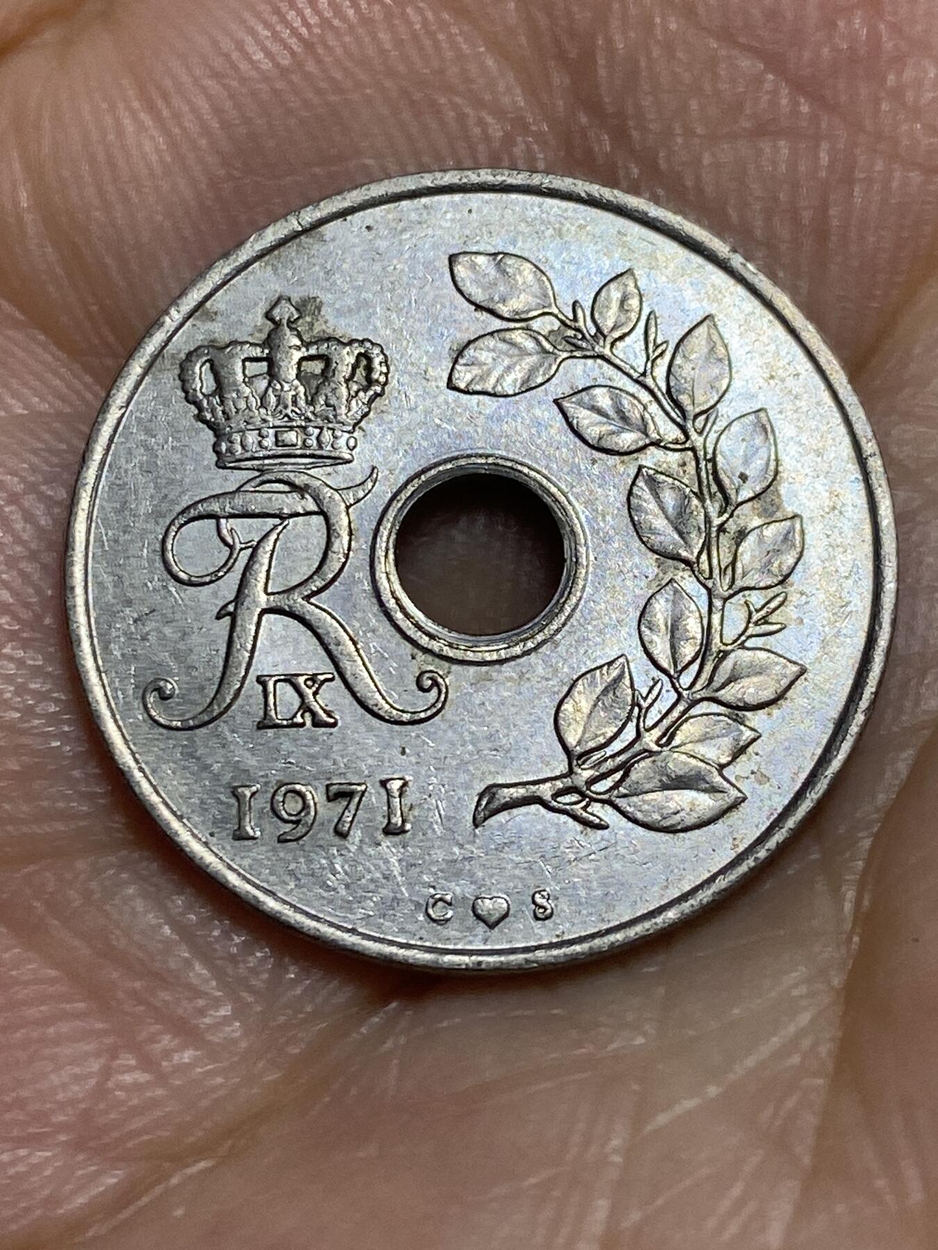 2025年第六十五场(总第九十一场）外国好品散币(免佣金) 丹麦🇩🇰1971年25欧尔(弗雷德里克九世时期，C; S版关门年)