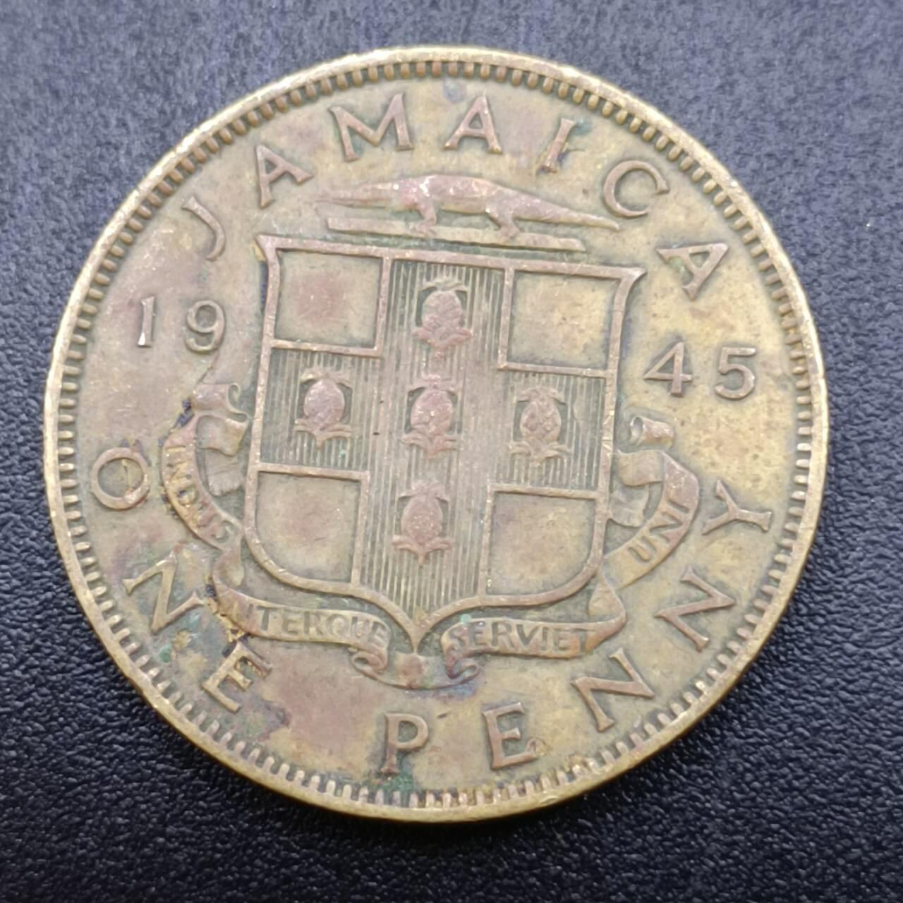 【淘币小摊】实时拍第六百八十二拍  散币场  满百包邮可预留二周 每周一统一发货   牙买加1945年乔治六世一便士铜币