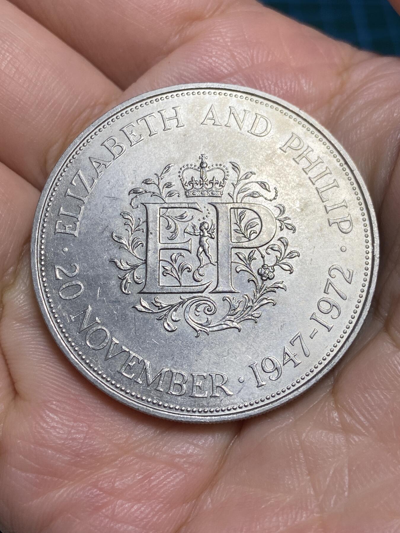 2025年第六十五场(总第九十一场）外国好品散币(免佣金) 英国🇬🇧1972单年份25新便士克朗型大币(伊丽莎白二世25周年银婚纪念币)