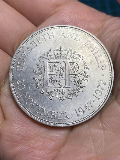 2025年第六十五场(总第九十一场）外国好品散币(免佣金) - 英国🇬🇧1972单年份25新便士克朗型大币(伊丽莎白二世25周年银婚纪念币)