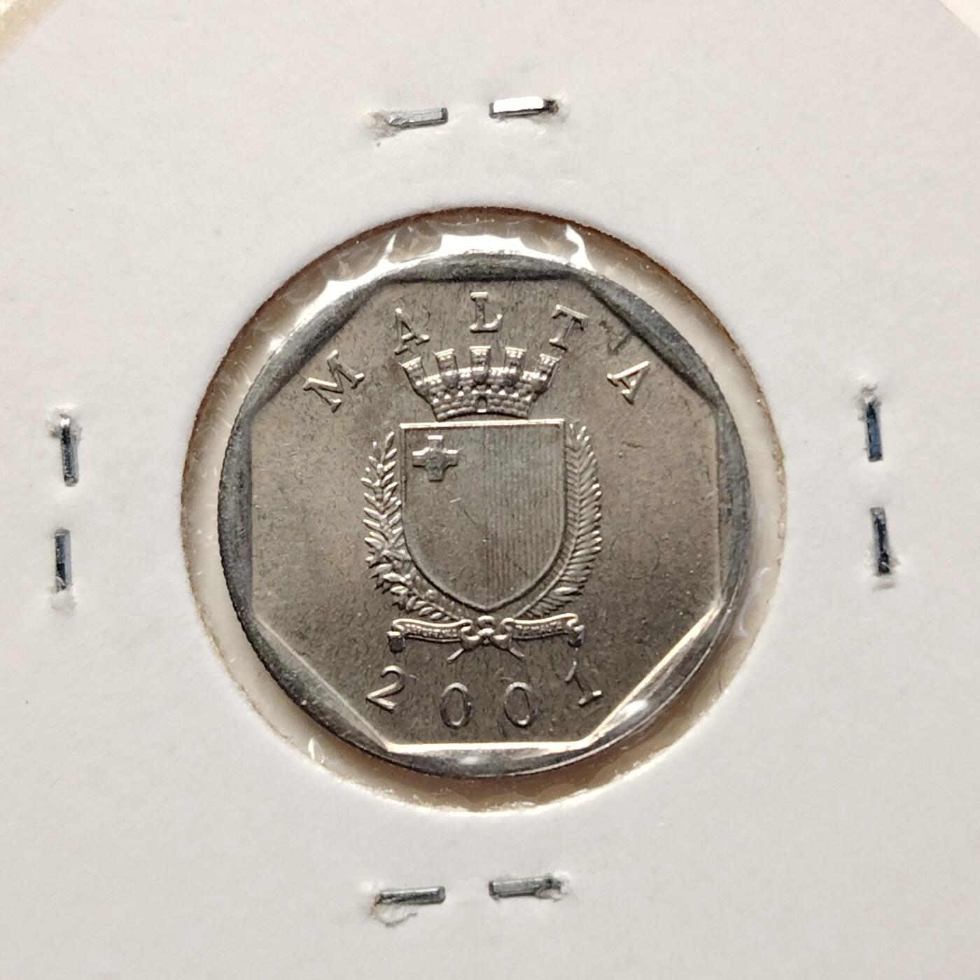 布加迪🐬～世界钱币(上海)🌾第 227 期 /  各国套币和散币 马耳他🇲🇹 2001年 5分