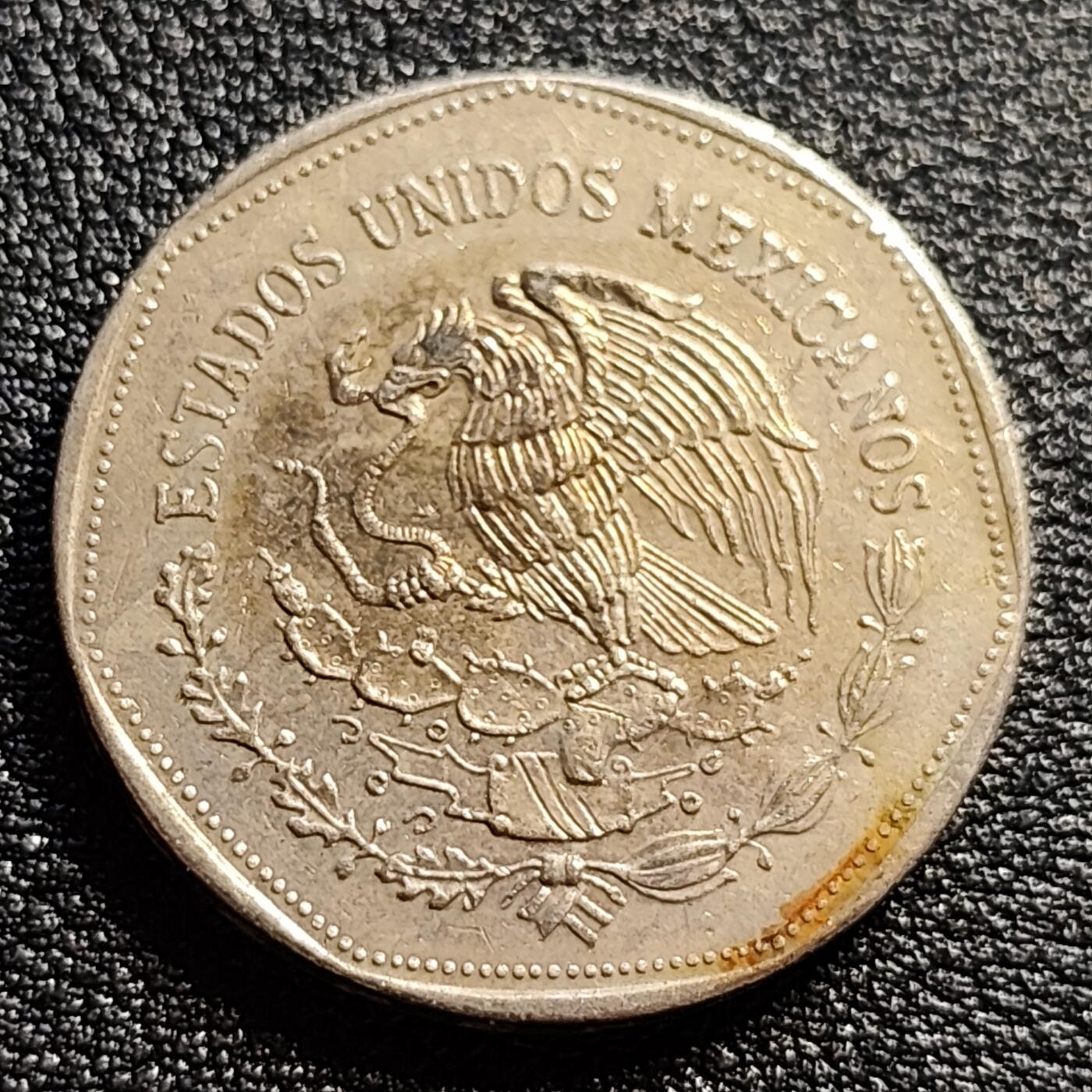 泉币菌-第51场-各国散币场 墨西哥1980年 5比索玛雅文化纪念币 27mm 