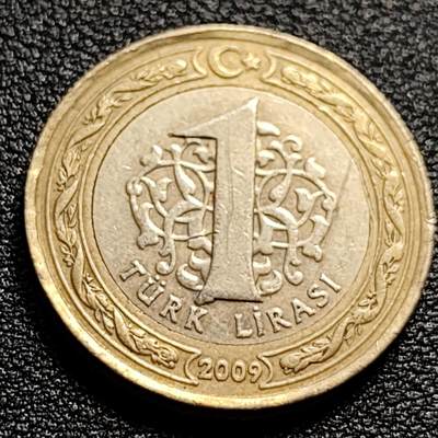 泉币菌-第51场-各国散币场 - 土耳其1里拉 凯末尔总统 双色硬币 26mm