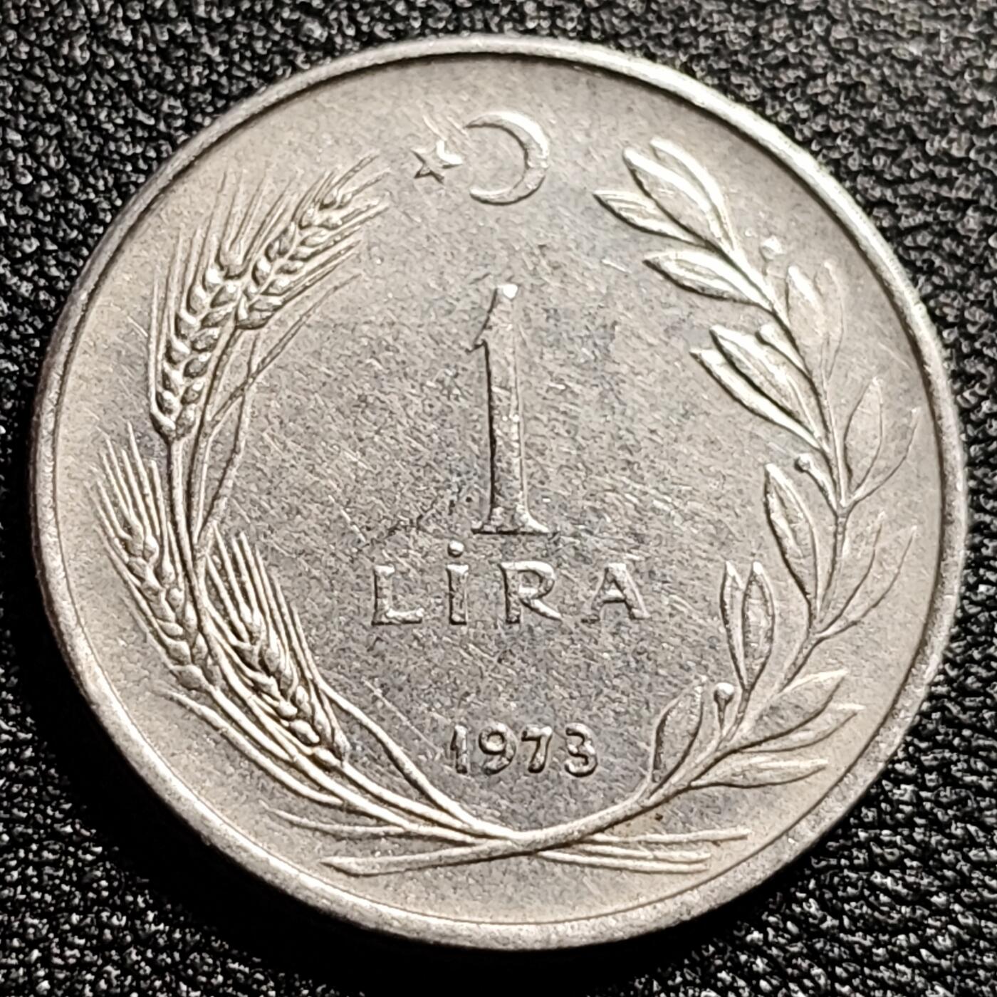 泉币菌-第50场-周末捡漏场  土耳其老版 大尺寸 1里拉 1973年 钢币 27mm