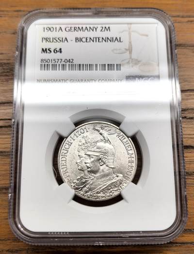 凡希社世界钱币微拍第三百零七期 - 1901德国普鲁士2马克纪念银币NGC-MS64