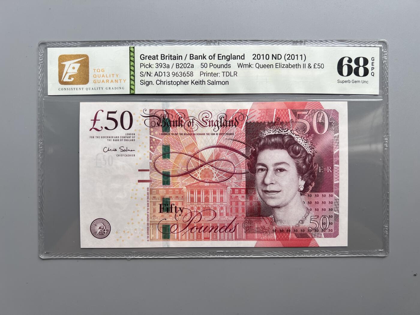 TQG 68 英国2010年F系列50英镑纸币