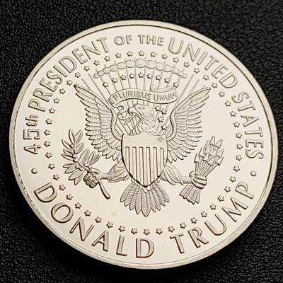 泉币菌-第50场-周末捡漏场 川普 银色纪念币 懂王 40mm