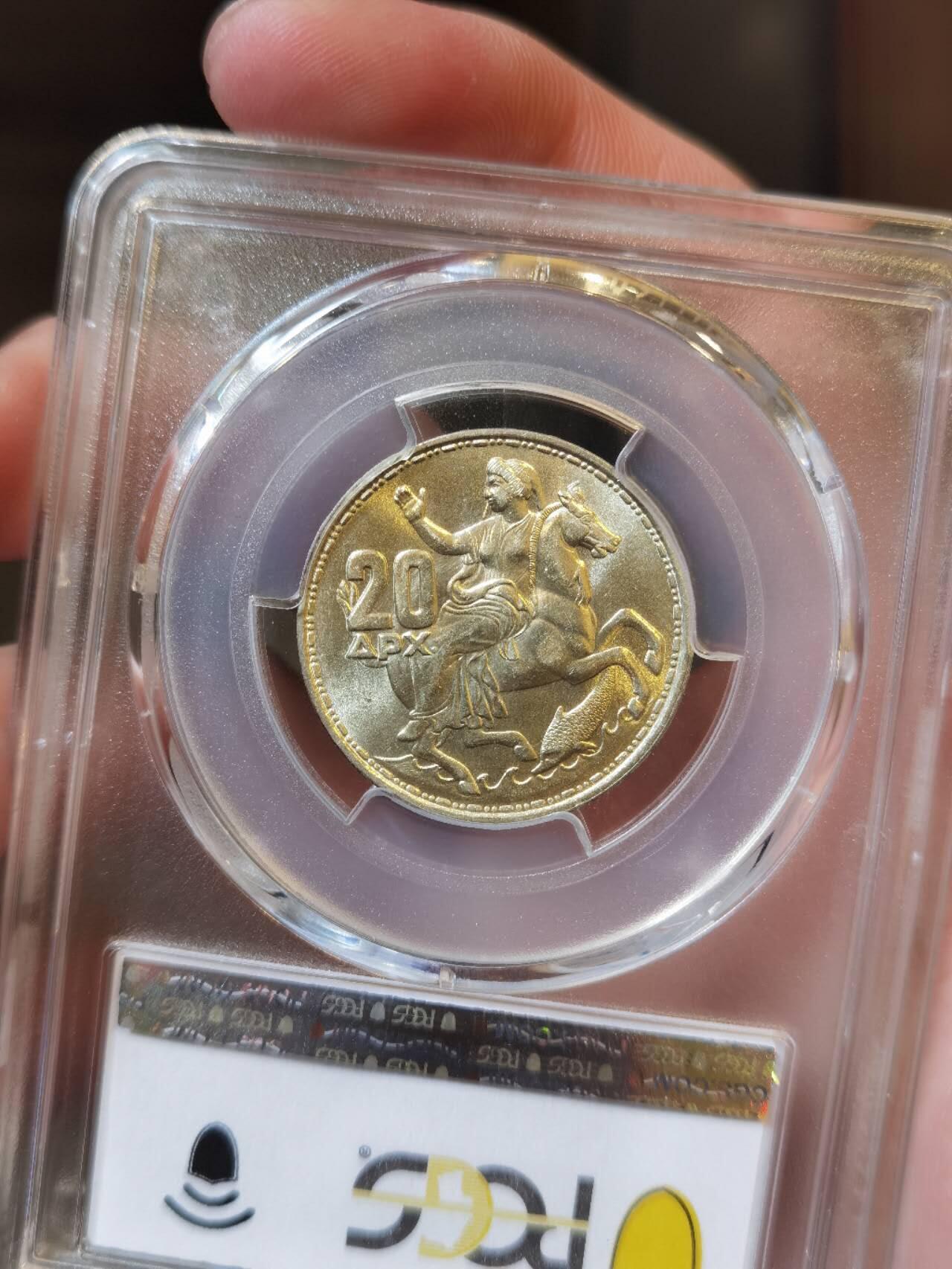 PCGS-MS65 1960年希腊银币20Dr