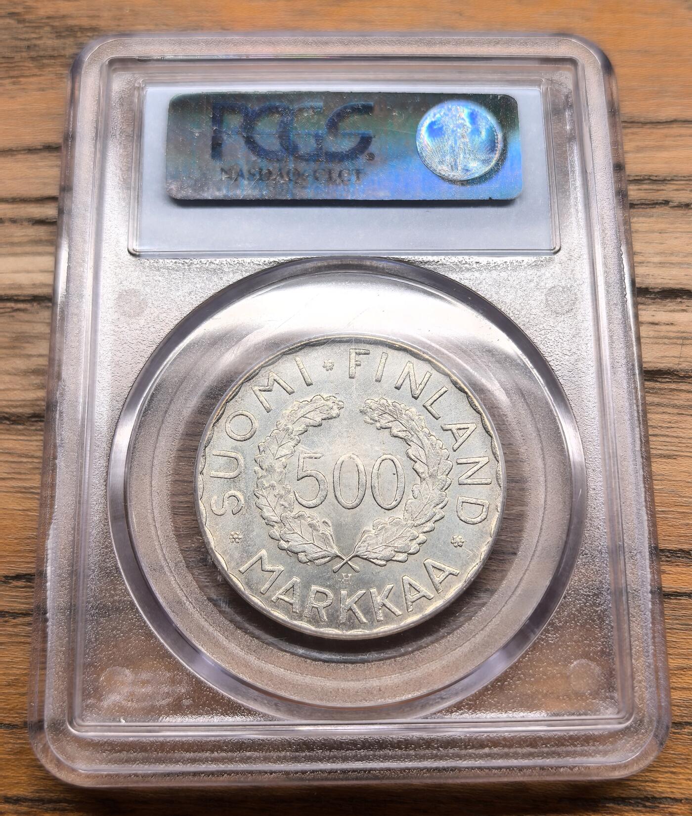 凡希社世界钱币微拍第三百零七期 1952H芬兰赫尔辛基奥运会100MK银币PCGS-MS66