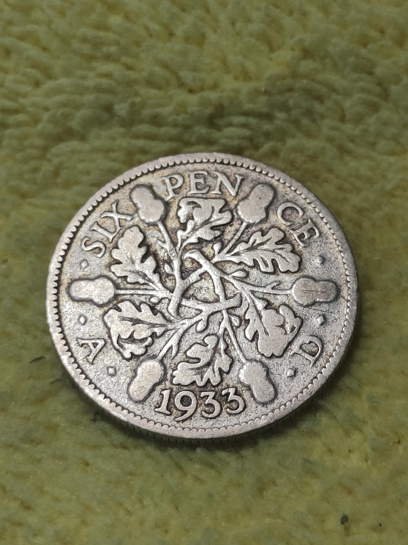 2025年第六十四场(总第九十场）外国好品散币(免佣金) 英国🇬🇧1933年6便士银币(乔治五世第五版)