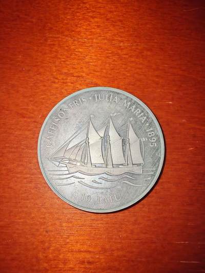 长老汇蛇年精选第二十场拍卖 1995拉脱维亚航海史10拉特银币，1盎司925银，瑞士造币厂出品，带证书