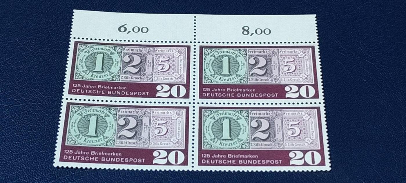 德国邮票专场，都是四方联 德国邮票四方连，1965年发行，邮票发行125周年纪念，品相如图