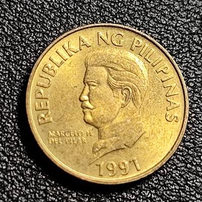 泉币菌-第50场-周末捡漏场 极美 菲律宾50分铜币 1991年 18mm 食猴鹰