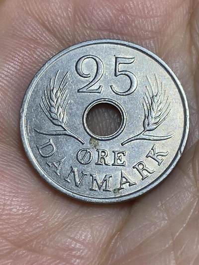 2025年第六十五场(总第九十一场）外国好品散币(免佣金) - 丹麦🇩🇰1967年25欧尔(弗雷德里克九世时期，C; S版)