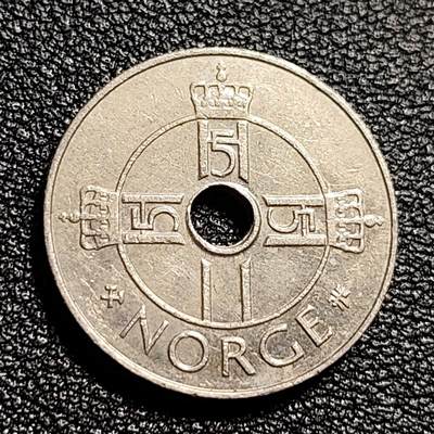 泉币菌-第50场-周末捡漏场  挪威1克朗 直径21mm 圆孔异形币