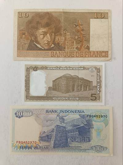 【20250717】非全新纸币第265场 外国3张纸币，有裂缝