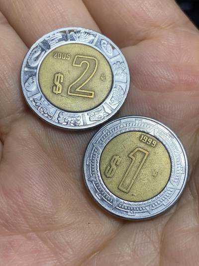 2025年第六十五场(总第九十一场）外国好品散币(免佣金) - 墨西哥🇲🇽2枚：1999年1比索，2005年2比索
