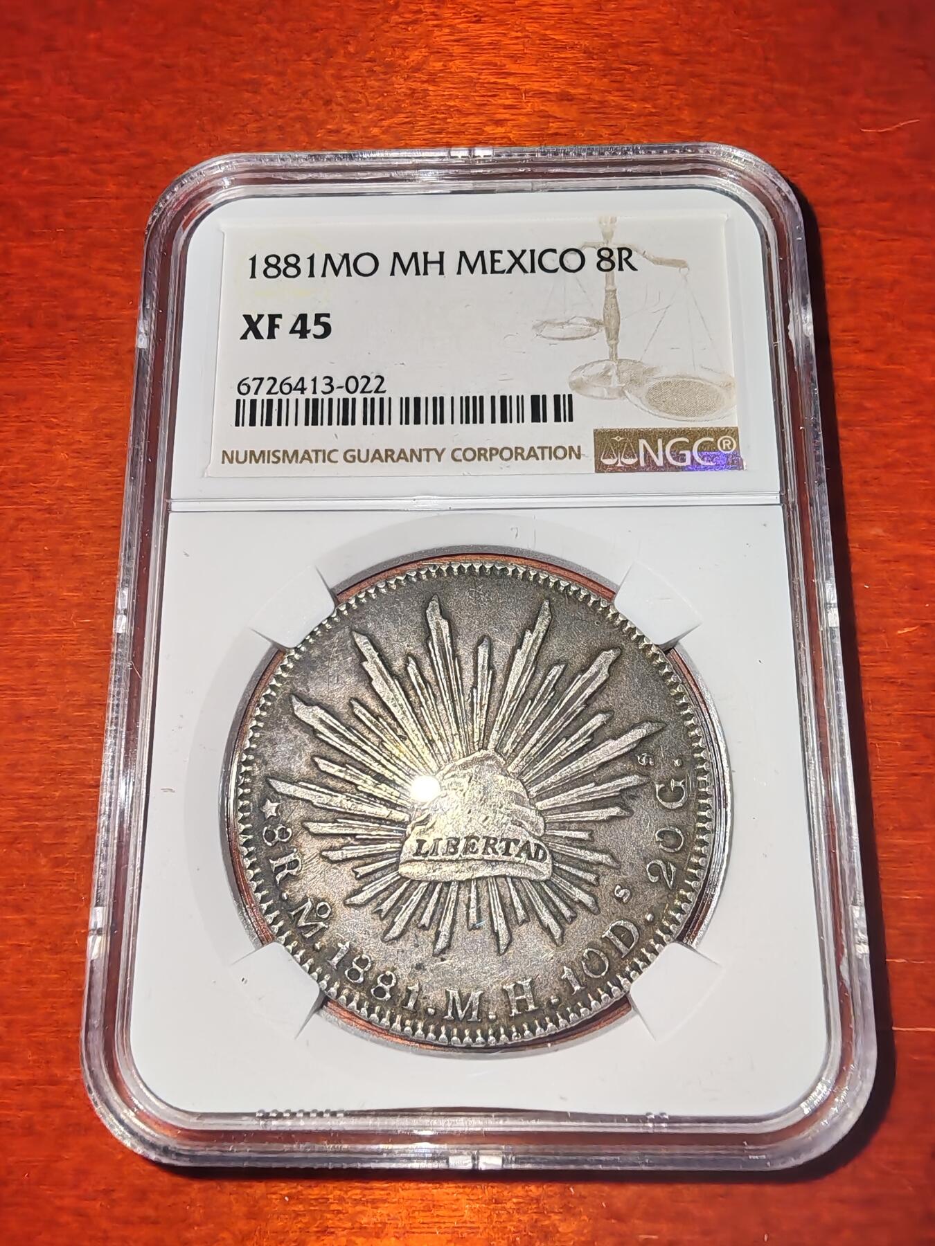 长老汇蛇年精选第二十一场拍卖 1881Mo MH墨西哥8R鹰洋，NGC XF45，墨西哥城造币厂