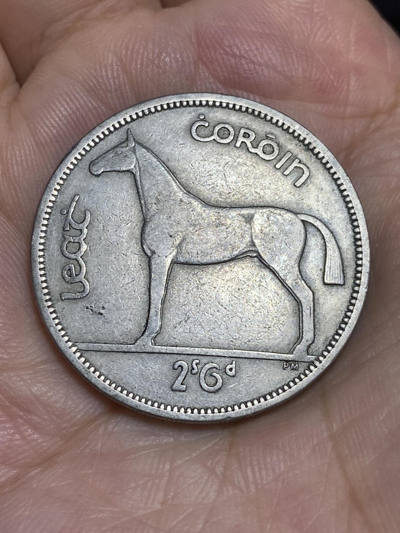 2025年第六十五场(总第九十一场）外国好品散币(免佣金) 少见年份–爱尔兰🇮🇪1951年1/2克朗大币(等值2.5先令，共和国时期第一套第二版，铜镍材质)