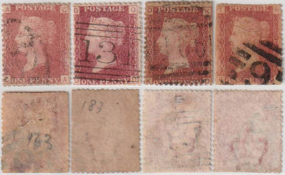 洪涛臻品批发群 精选邮票限时拍卖第1049期  红便士一组 CA票位 158版号, OD票位 122版号, KD票位 183版号,RI票位 163版号， 一百多年的世界第一套古典邮票 保真