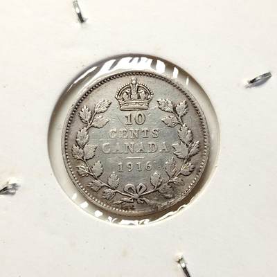 布加迪🐬～世界钱币(上海)🌾第 228 期 /  各国套币和散币 - 加拿大🇨🇦 1916年 10分 银币