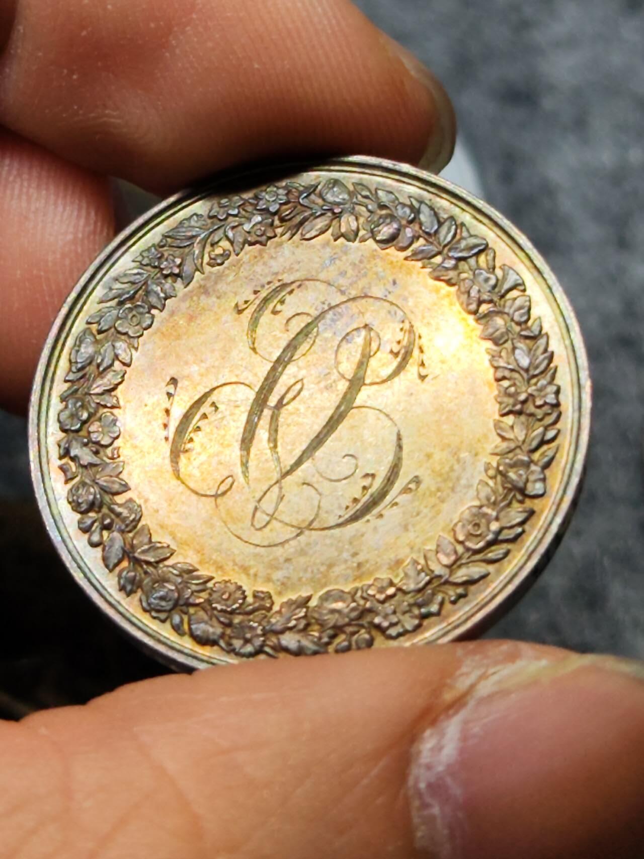 法国 1873年 结婚银章 蜜蜂边铭