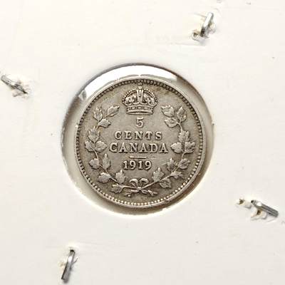 布加迪🐬～世界钱币(上海)🌾第 228 期 /  各国套币和散币 - 加拿大🇨🇦 1919年 5分 银币