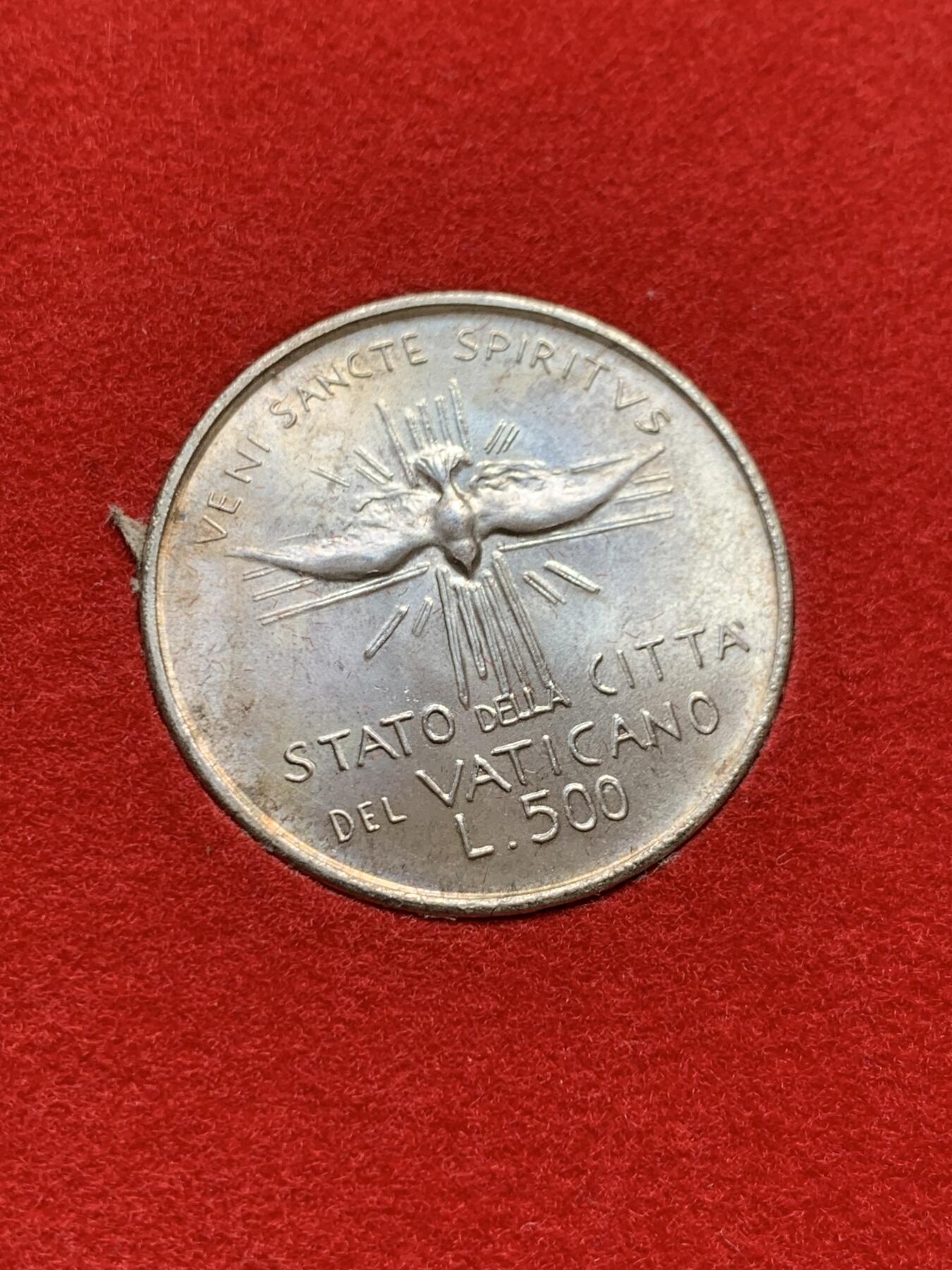 《竞宝斋》第400场 周日，周一，周二，3场连拍 （全场包邮） 梵蒂冈1978年九月教皇缺位500里拉银币 转光 红本原装