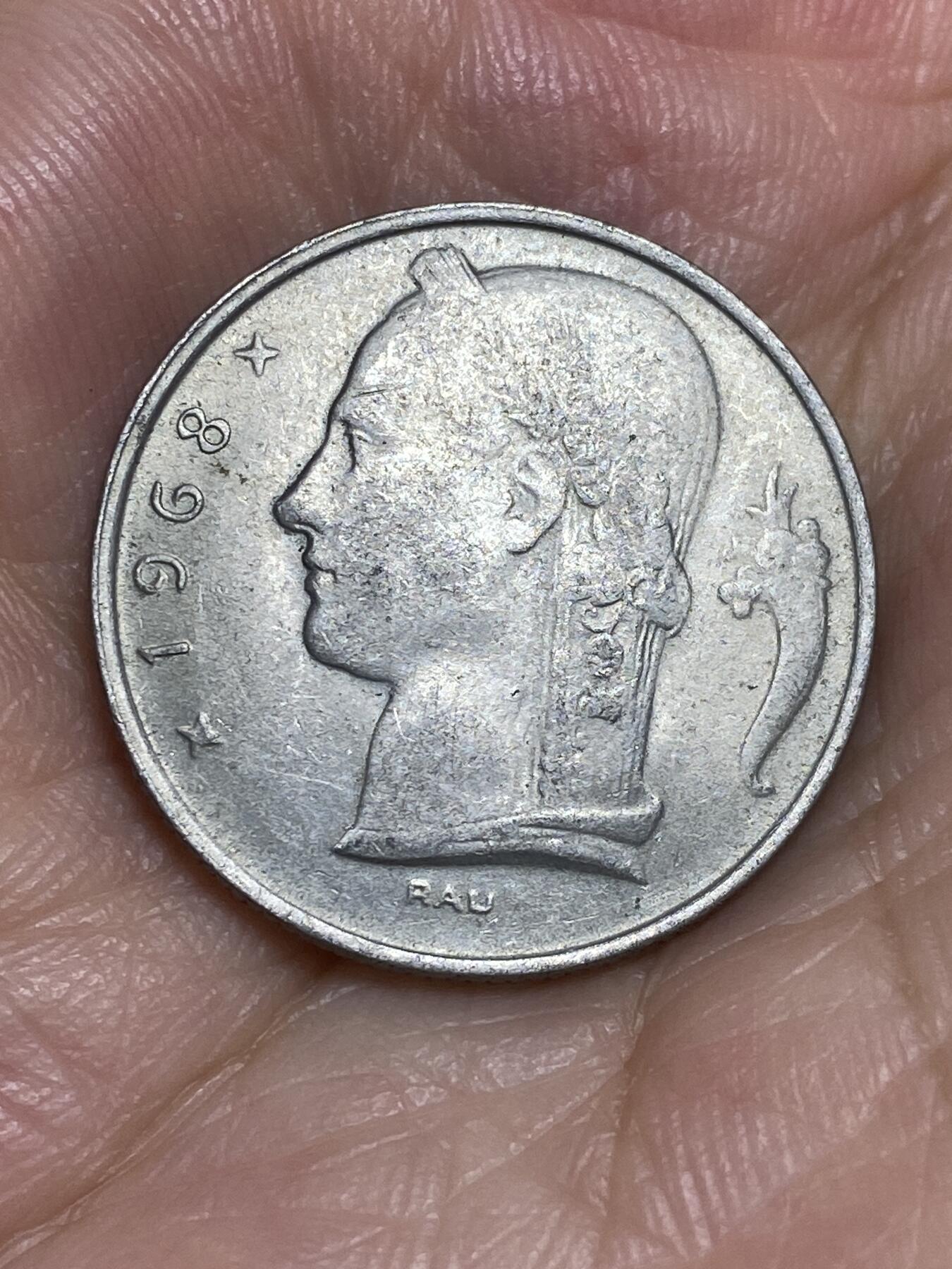 2025年第六十五场(总第九十一场）外国好品散币(免佣金) 比利时🇧🇪1968年5法郎(博杜安一世时期，荷语版)