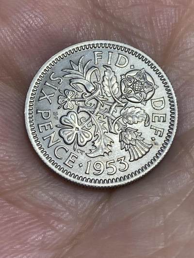2025年第六十五场(总第九十一场）外国好品散币(免佣金) - 原光好品–英国🇬🇧1953单年份6便士(伊丽莎白二世青年桂冠，加冕年版)