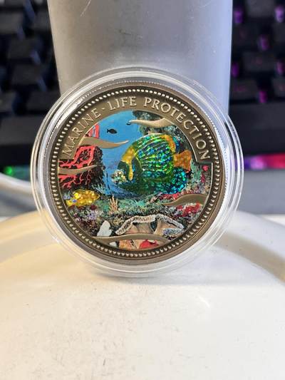 第166期拍卖【长期征集拍品】 - 【海寧潮】帕劳2001年保护海洋系列美人鱼幻彩纪念币