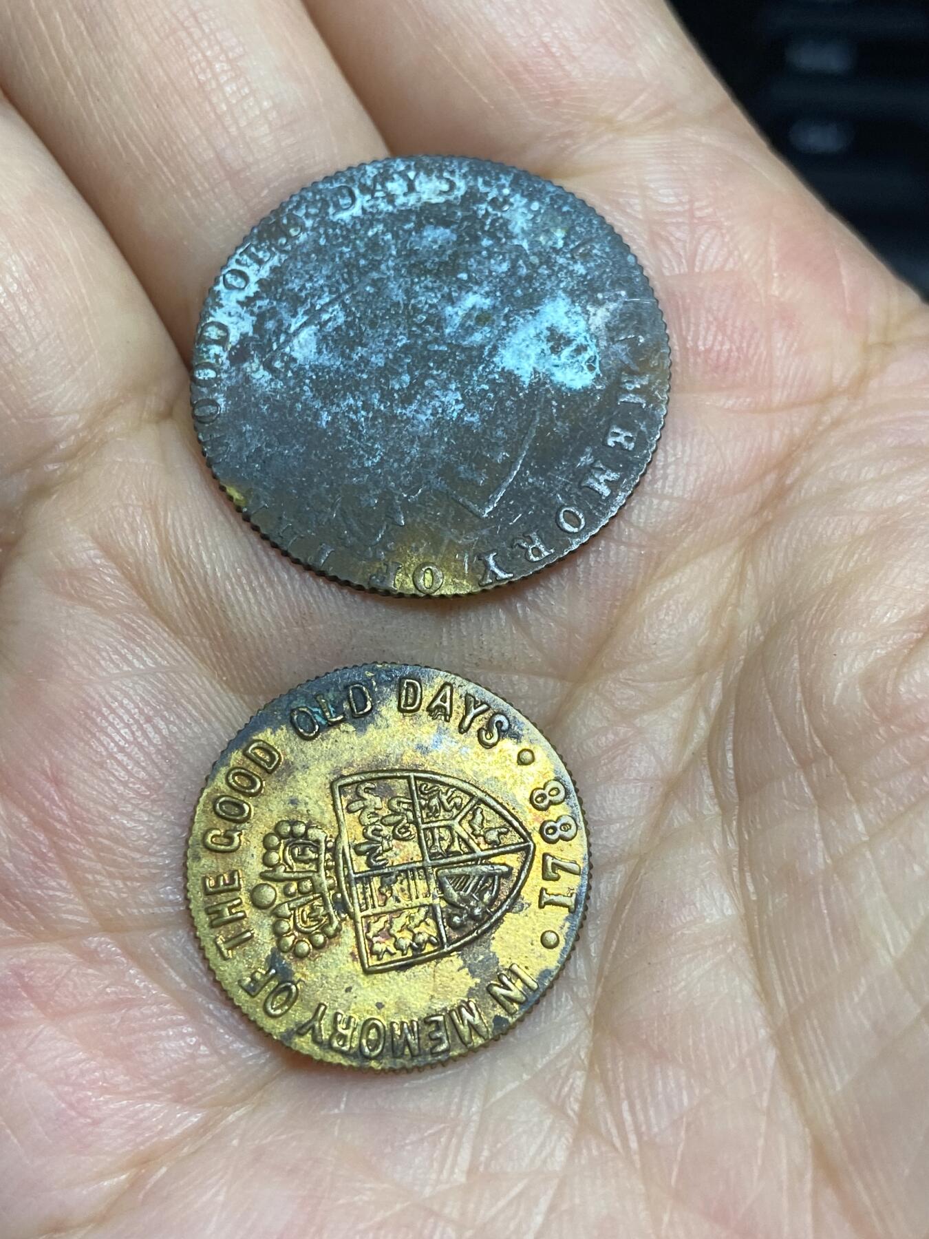 2025年第六十五场(总第九十一场）外国好品散币(免佣金) 2枚：英国🇬🇧1788年乔治三世时期代币(齿边薄铜片)