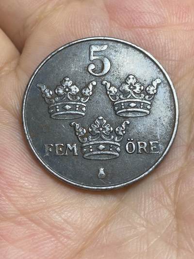 2025年第六十五场(总第九十一场）外国好品散币(免佣金) - 少见好品–瑞典🇸🇪1948年5欧尔铁币(古斯塔夫五世，二战时期)